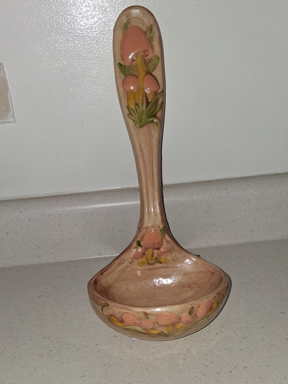 Handmade Ceramic Ladle with Peach Blossom Motif